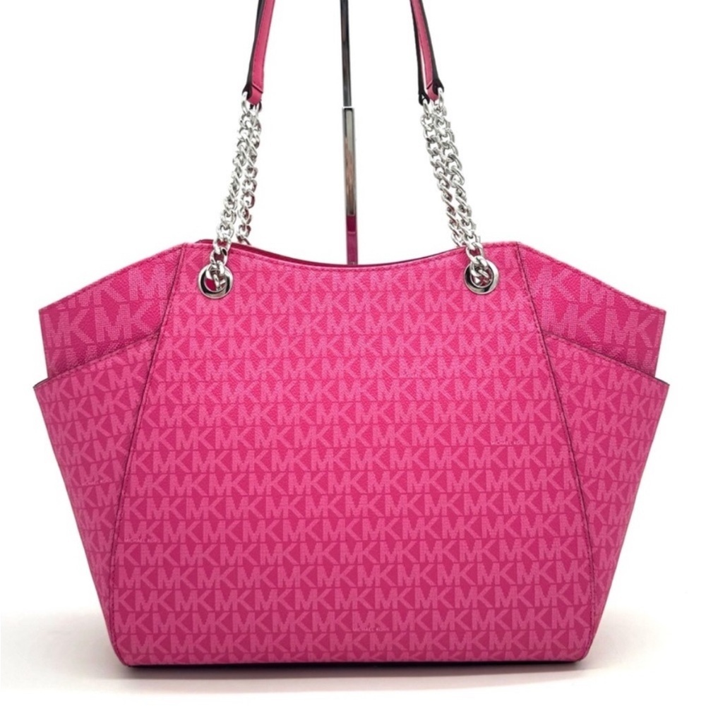 Michael Kors Large Jet Set Travel Chain Shoulder Bag Dragonfruit - Picture 5 of 10